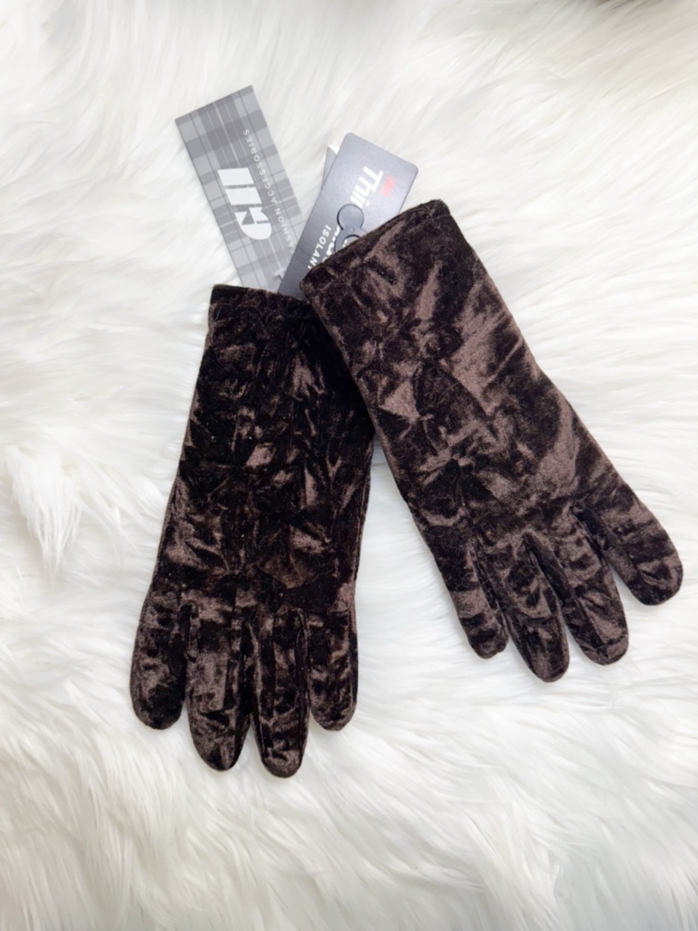 Brown Velour Gloves NWT